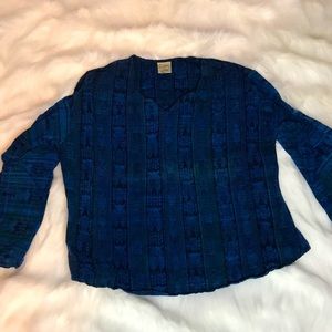 Blue Patterneed Hippy Hipster Drug Rug Pullover